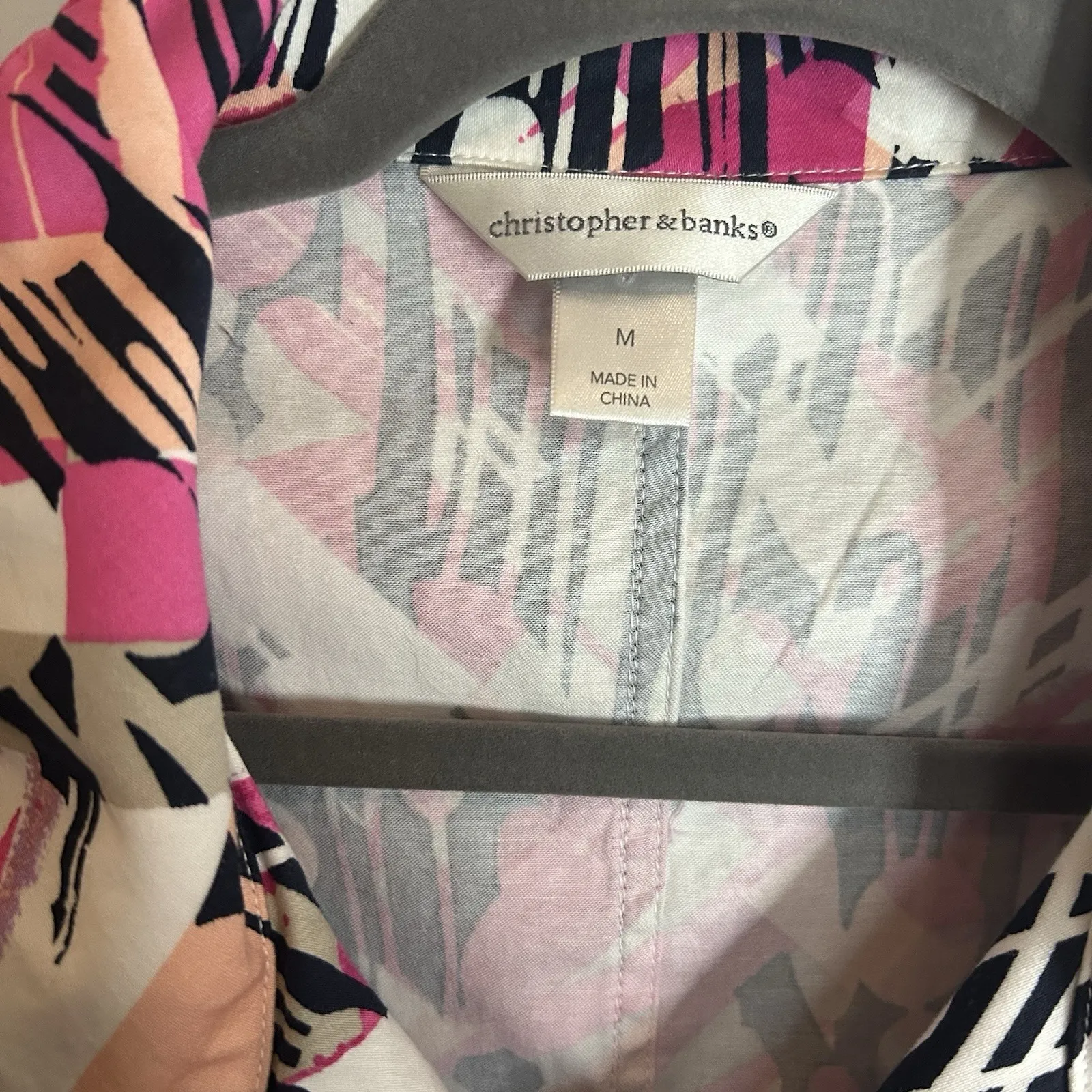 Christopher & Banks Medium Full Zip Vest Pink Lavender White Black‎ - Image 4