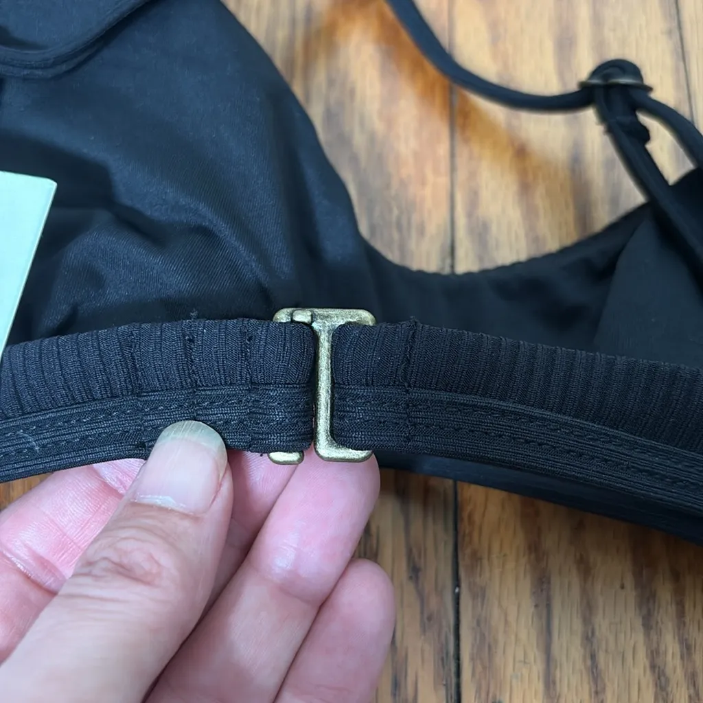 Andie Bikini Set Valencia Top High Waisted Cheeky Bottom Ribbed Black Size M NWT - Image 5