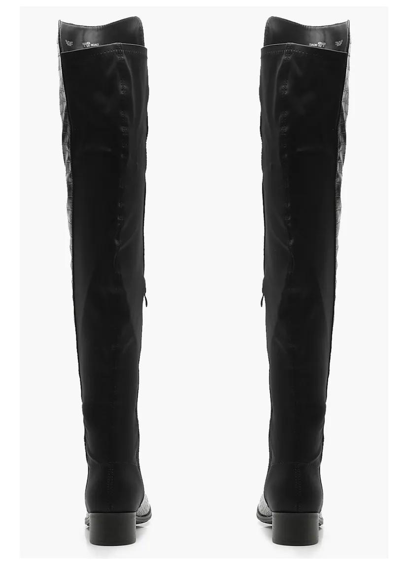 Boohoo Over The Knee Croc Boots - Image 3