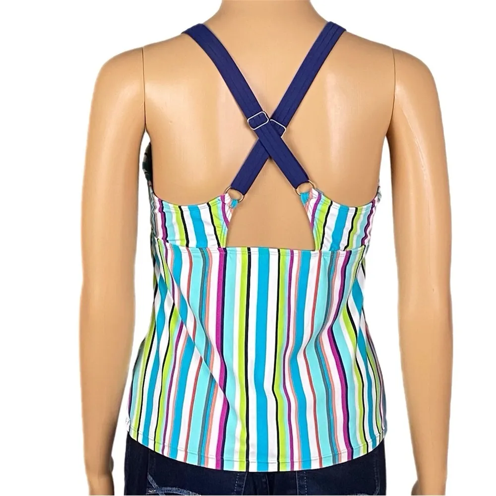 TITLE NINE multi color, striped tankini top with adjustable straps. Medium. EUC - Image 8