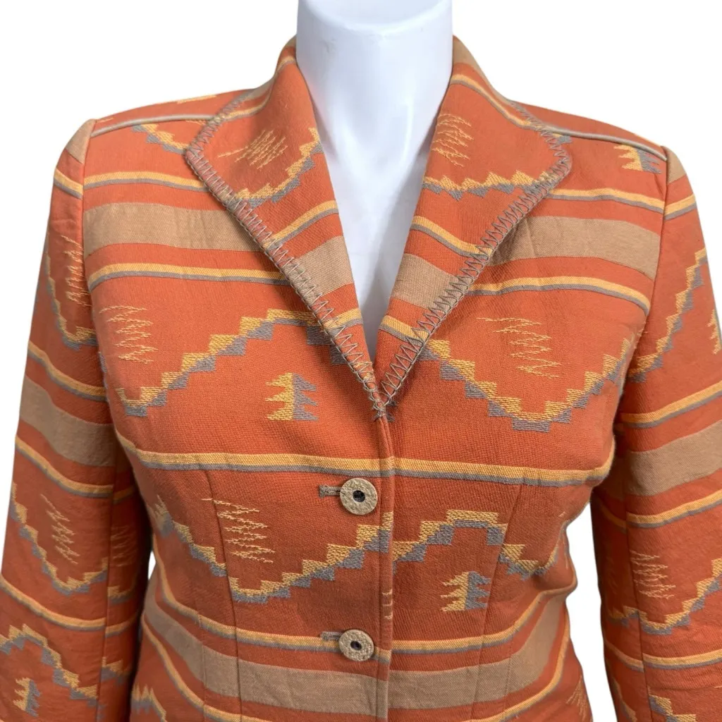 Coldwater Creek Southwest Aztec Blazer Jacket Size 14 Tribal Western Boho - Image 2