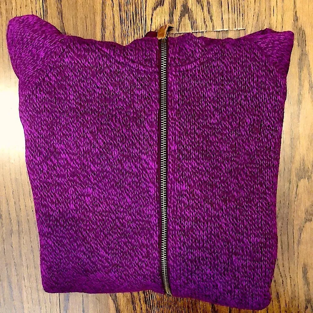 COLUMBIA Womens Raspberry Wine Knit Full Zip Fleece Lined Zip Pockets Hoodie Lrg - Image 15