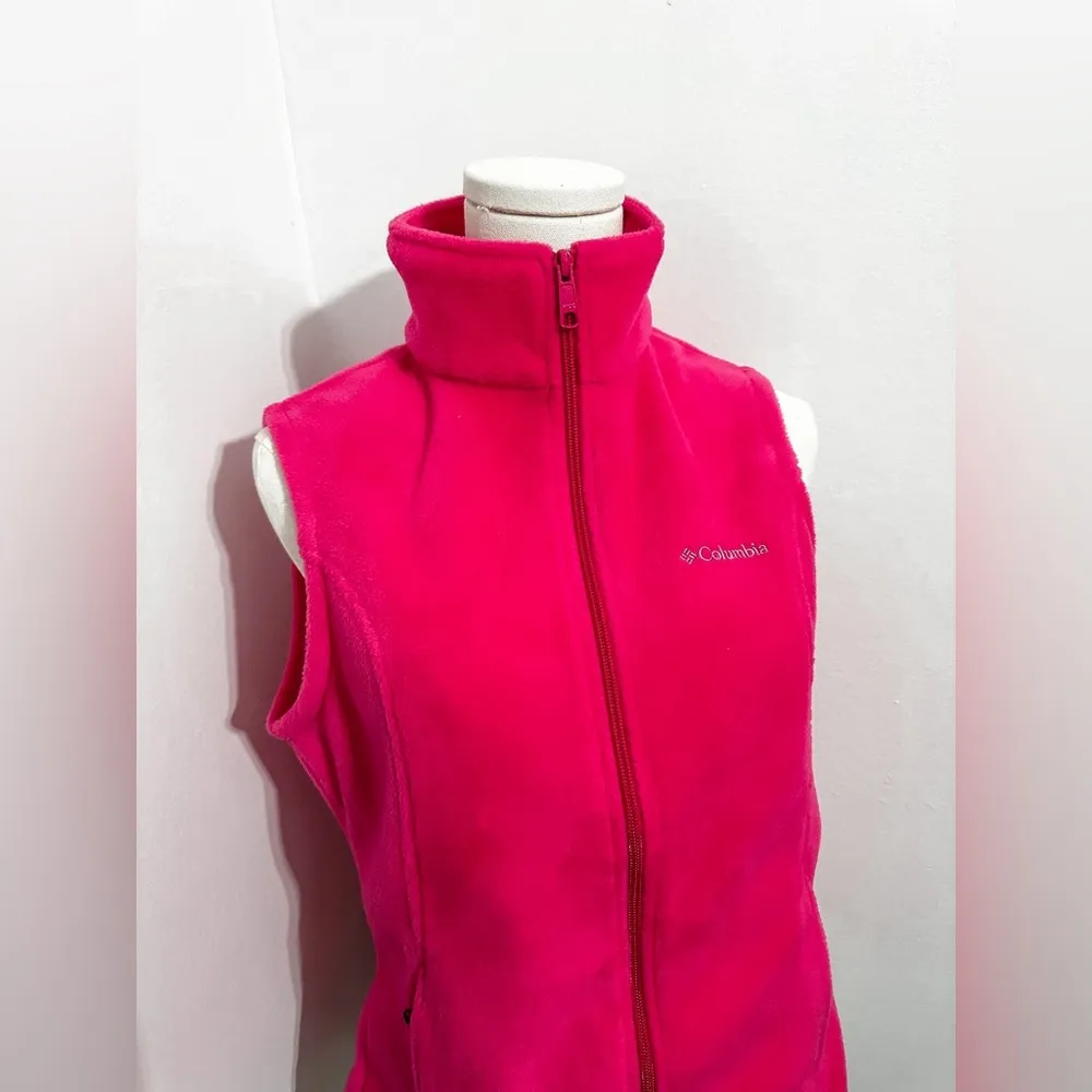 Women’s Columbia Full Zip Hot Barbie Pink Fleece Vest Small - Image 2