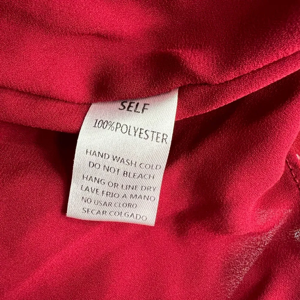 Easel S red tiered polka dot 3/4 sleeve dress casual lightweight flirty holiday - Image 10