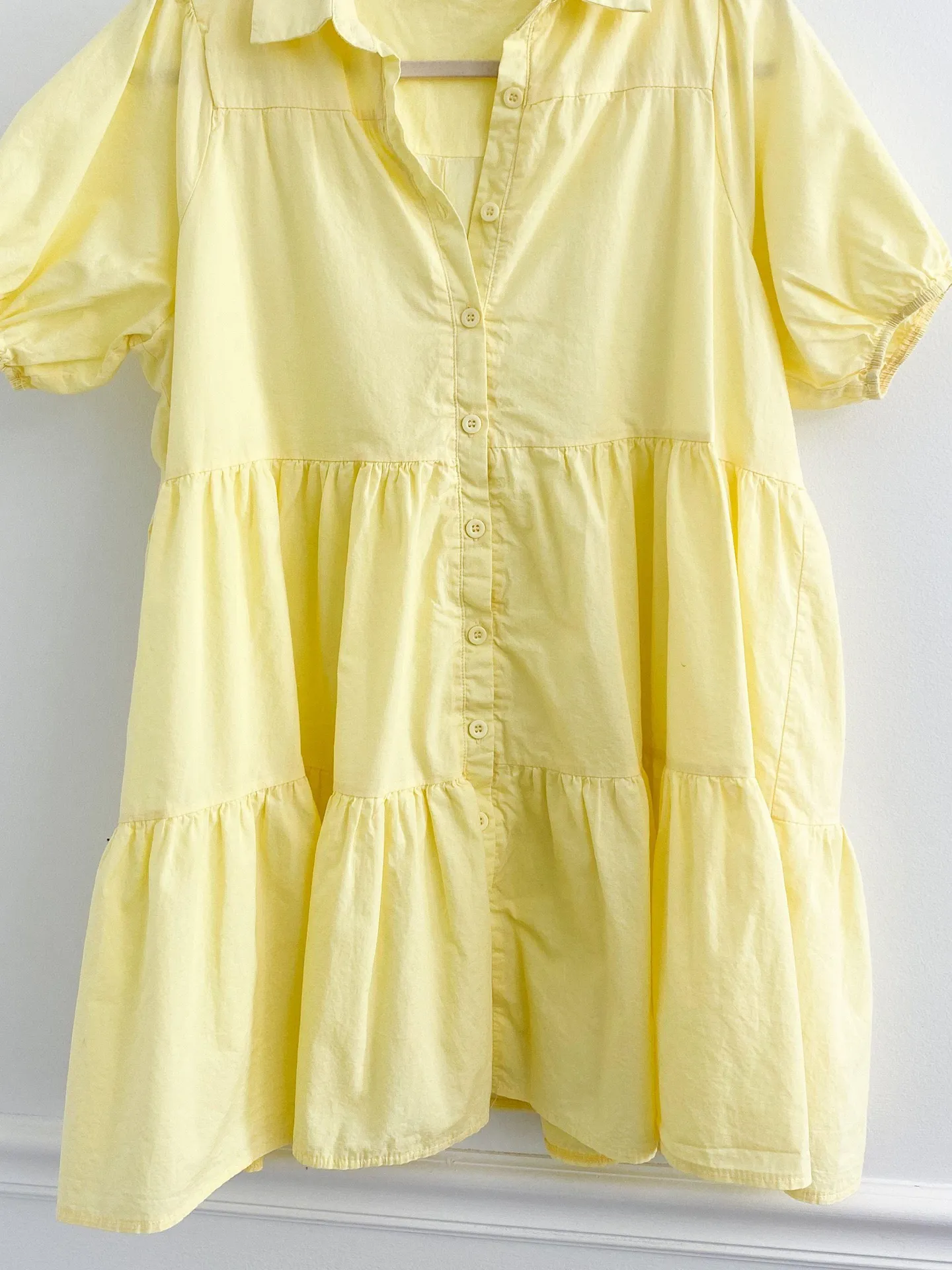 Yellow Cotton Tiered Swing Dress - Image 4