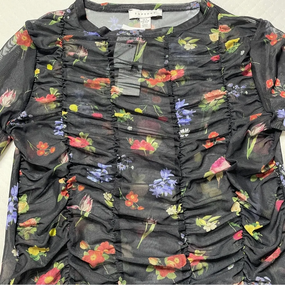TopShop Floral long sleeve mesh women’s size small, NWT - Image 8