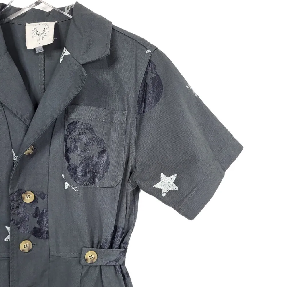 Fantastic Fawn Skull and Star Short Sleeve Jumpsuit in Dark Green - Image 6