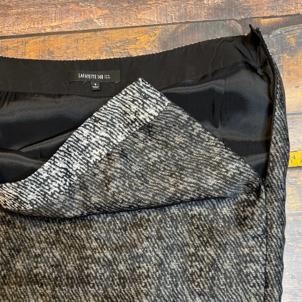 Lafayette 148 New York Gray Midi Tweed Pattern Knee-Length Skirt Size 6 - Image 7