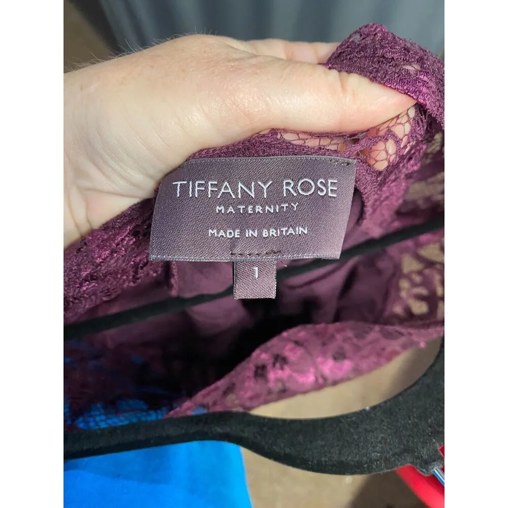 Tiffany Rose Maternity Dress Womens 1 Amelia Lace Maroon Floral Print Formal B48 Red Size 4 - Image 5
