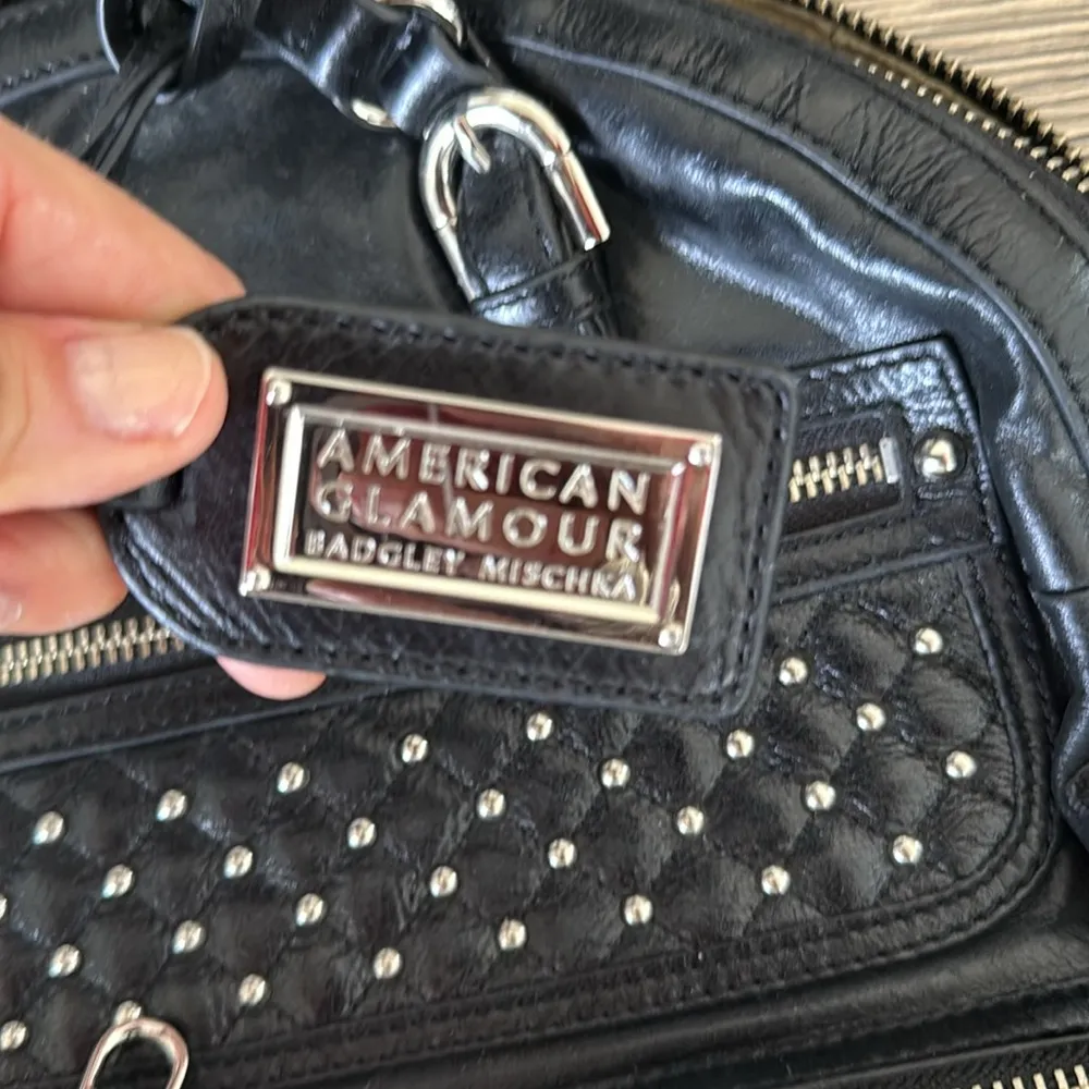 black leather studded silver  BADGLEY MISCHKA American Glamour  shoulder bag - Image 3