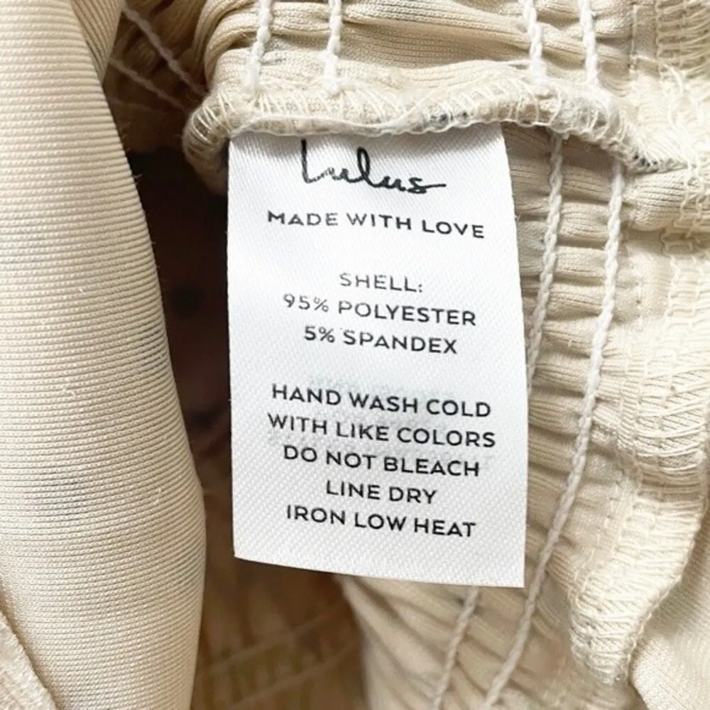 Lulus Top Chic Upgrade Champagne Polka Dot Velvet Smocked Blouse Size Small - Image 12