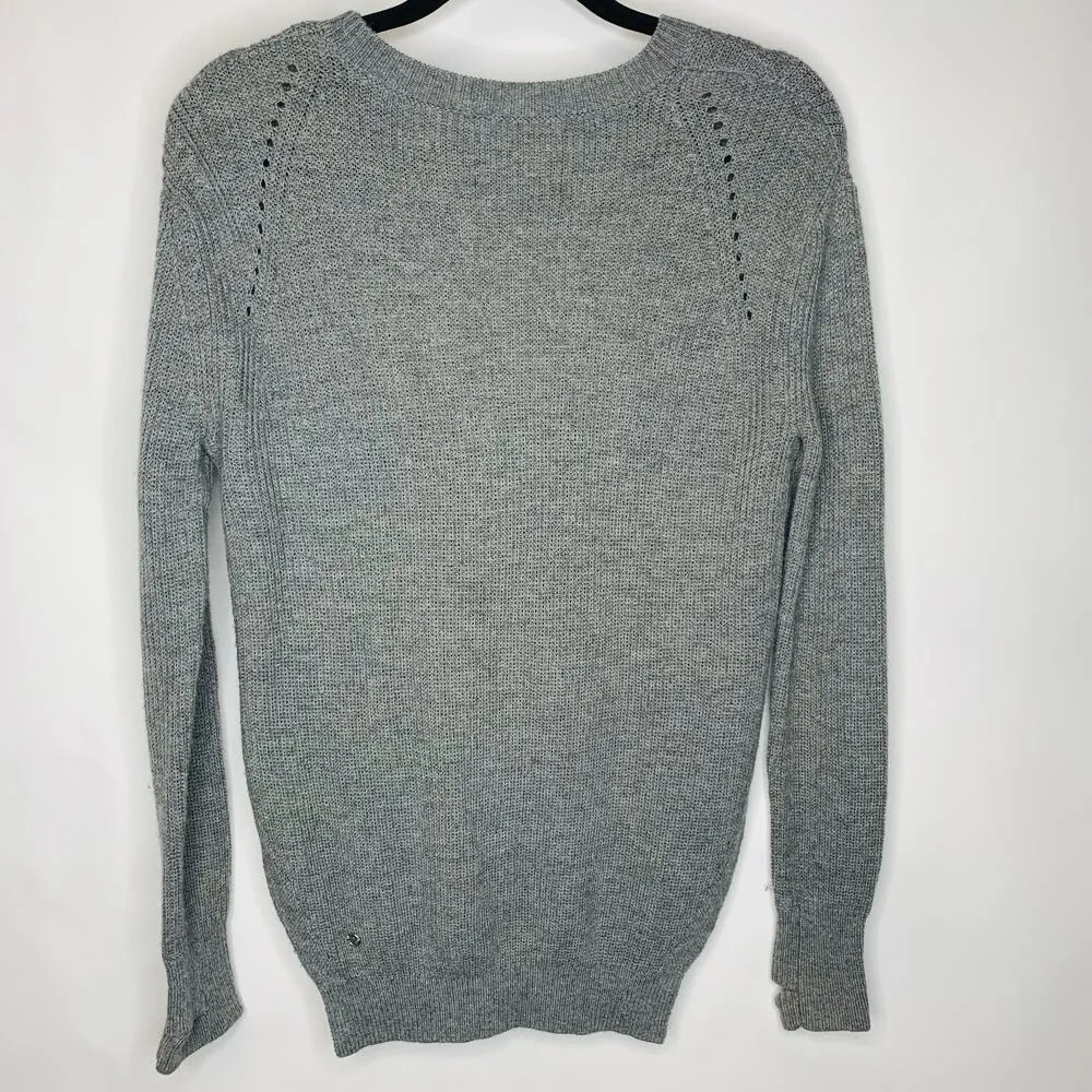Lululemon Yin To You Sweater Heathered Light Grey Merino Wool Sz 6/8 ? - Image 4