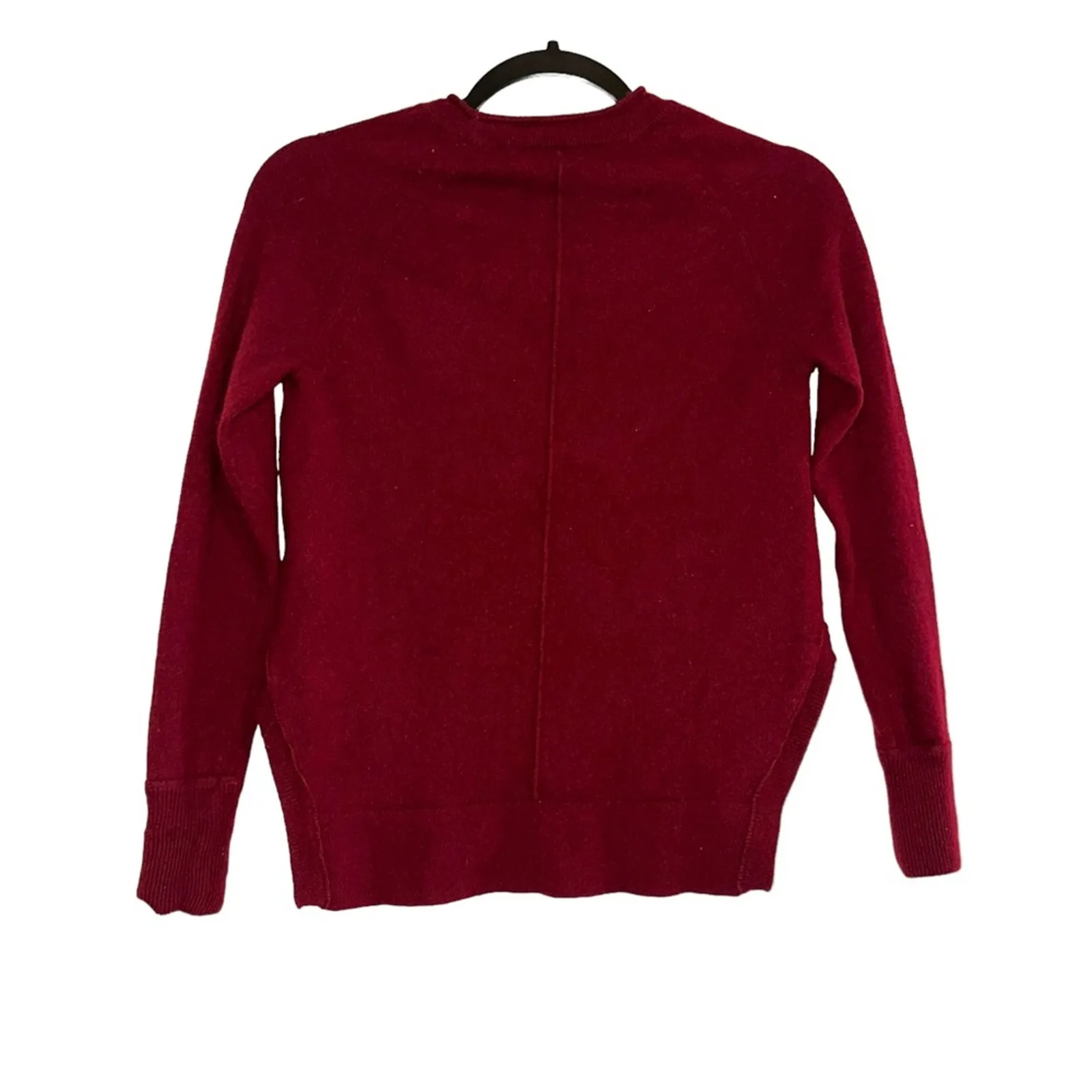 J Brand Cashmere Crewneck Hi-Low Burgundy Sweater XS - Image 3