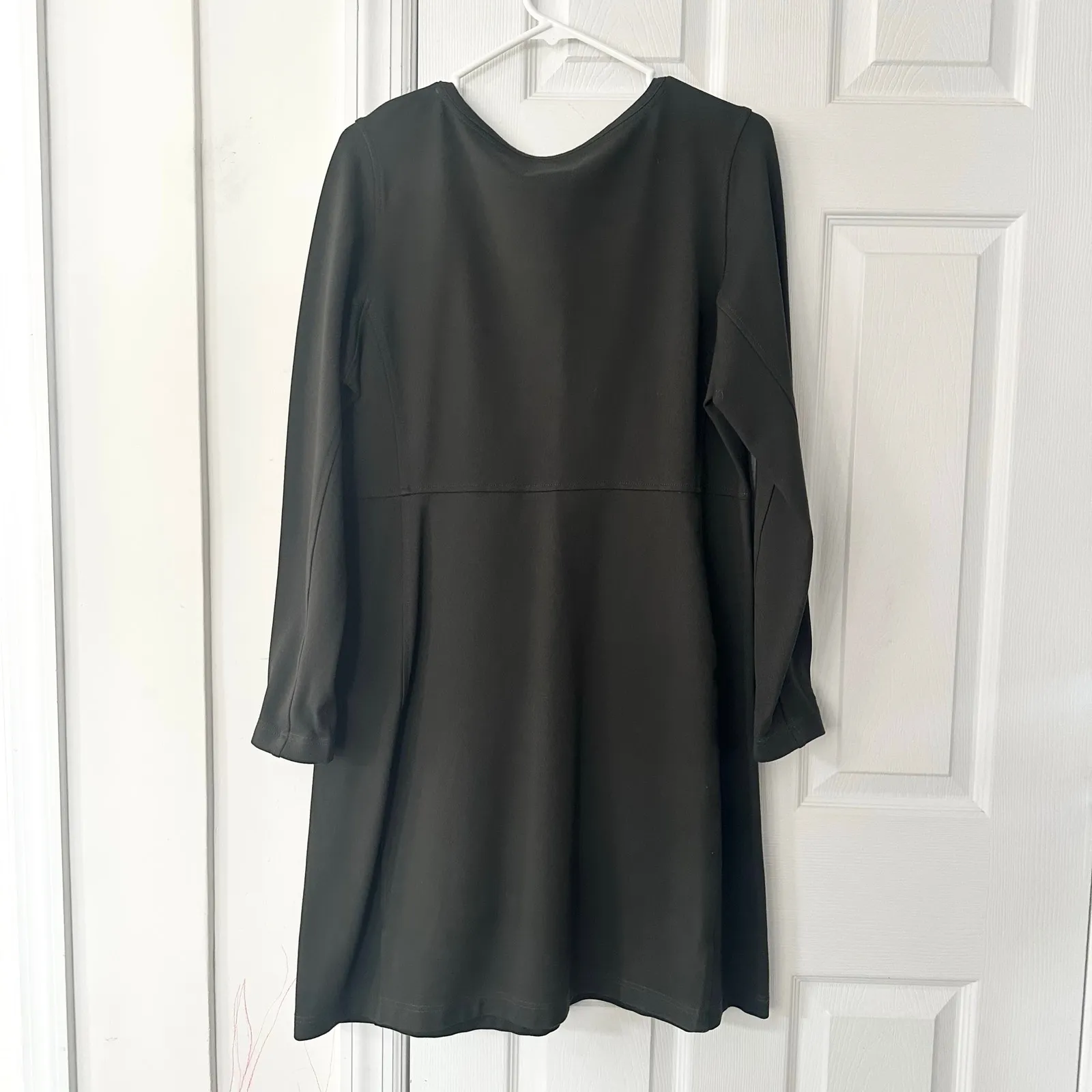 Duluth Trading Co. Dark Green Wearwithall Ponte Jersey Casual Dress Women Large - Image 7