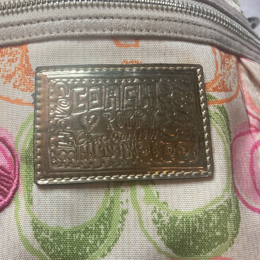 Vintage Y2K Coach Poppy Canvas Bag With Colorful Graphic C’s and Silver Accents - Image 3