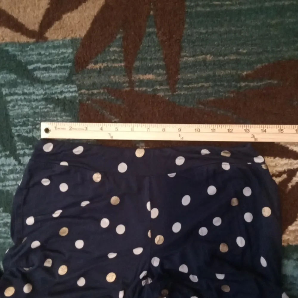 Soma Intimates Lounge Pants Navy Blue Polka Dots Elastic Wzist Pockets Size Smal - Image 8