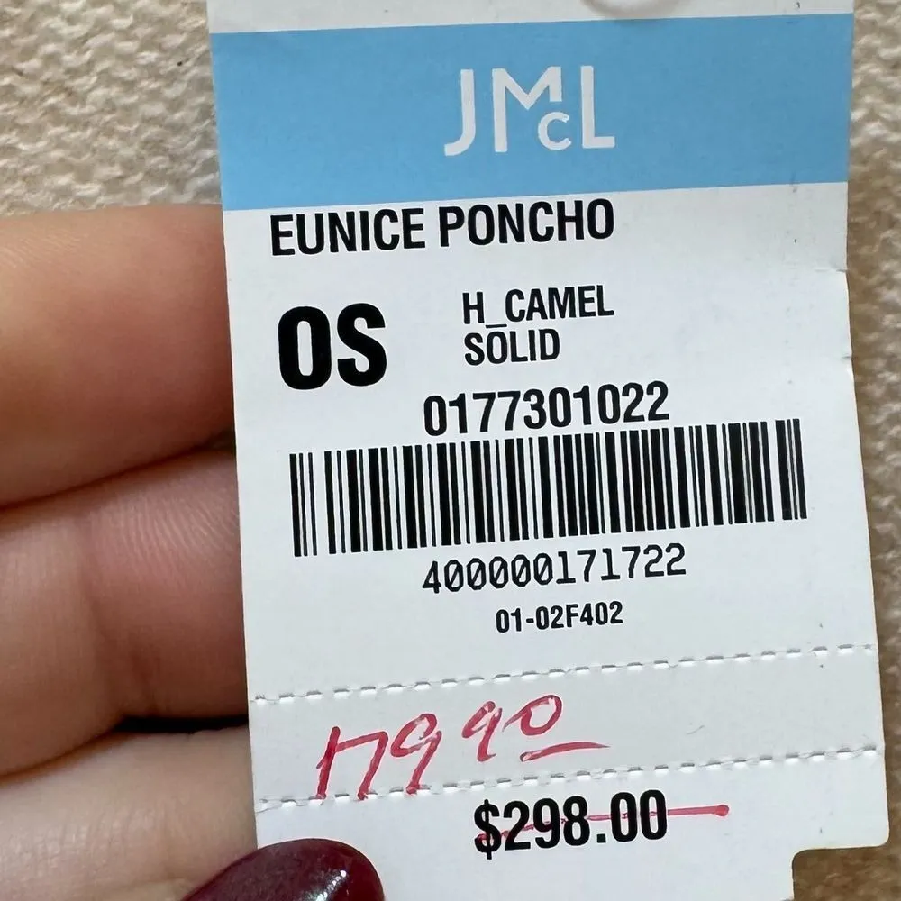 J Mclaughlin Eunice Cashmere Poncho NEW $298 Tan Shaw Solid Draped Sweater Knit - Image 3