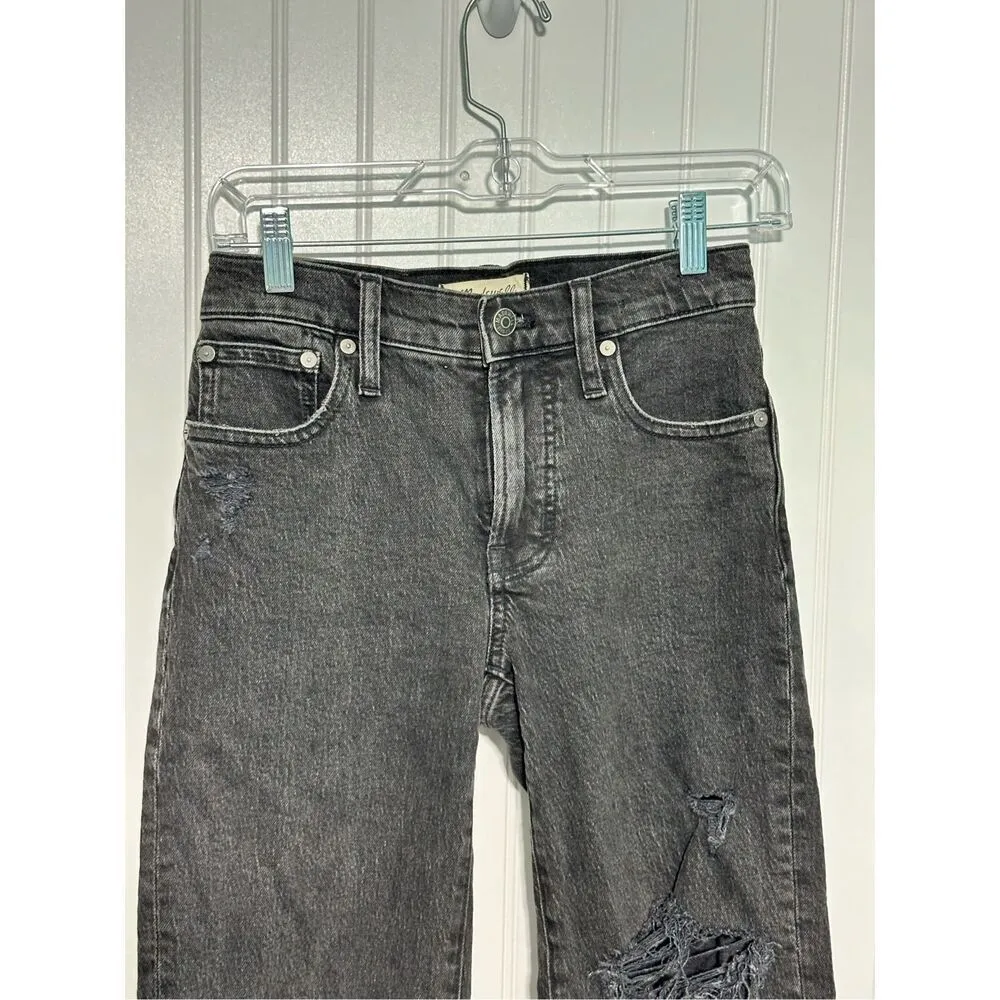 Madewell Women's Mid-Rise The Perfect Vintage Straight Jeans Black Denim Size 23 - Image 5