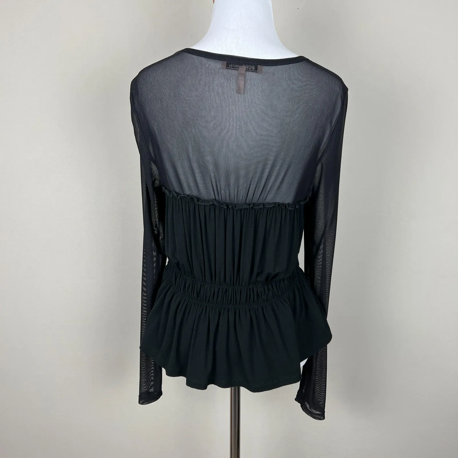 BCBGeneration Blouse Top Womens M Black Sheer Witchy‎ Gothic Whimsygoth Coquette - Image 6