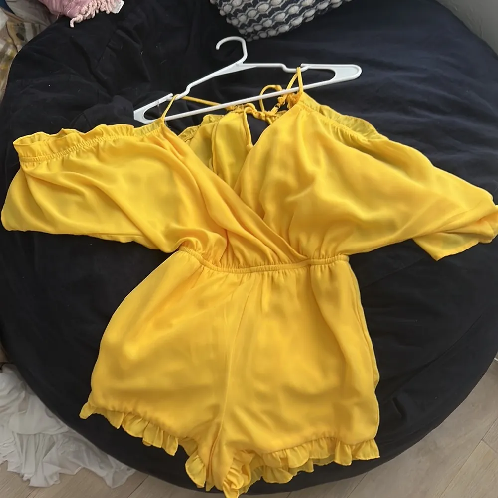 GB Yellow Romper with Open Back Tassels and Ruffles - Image 4