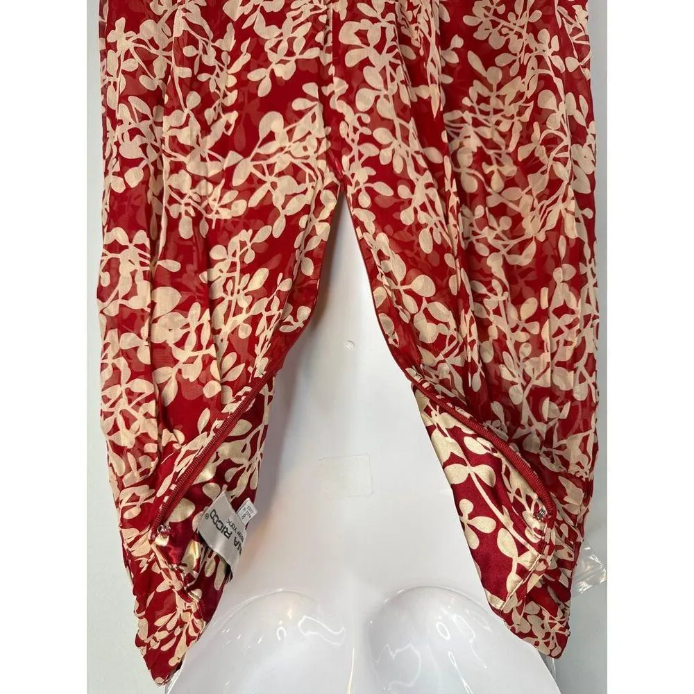 Donna Ricco Pomegranate Floral Silk Sweetheart Neck Empire Waist Dress Women's 8 - Image 11