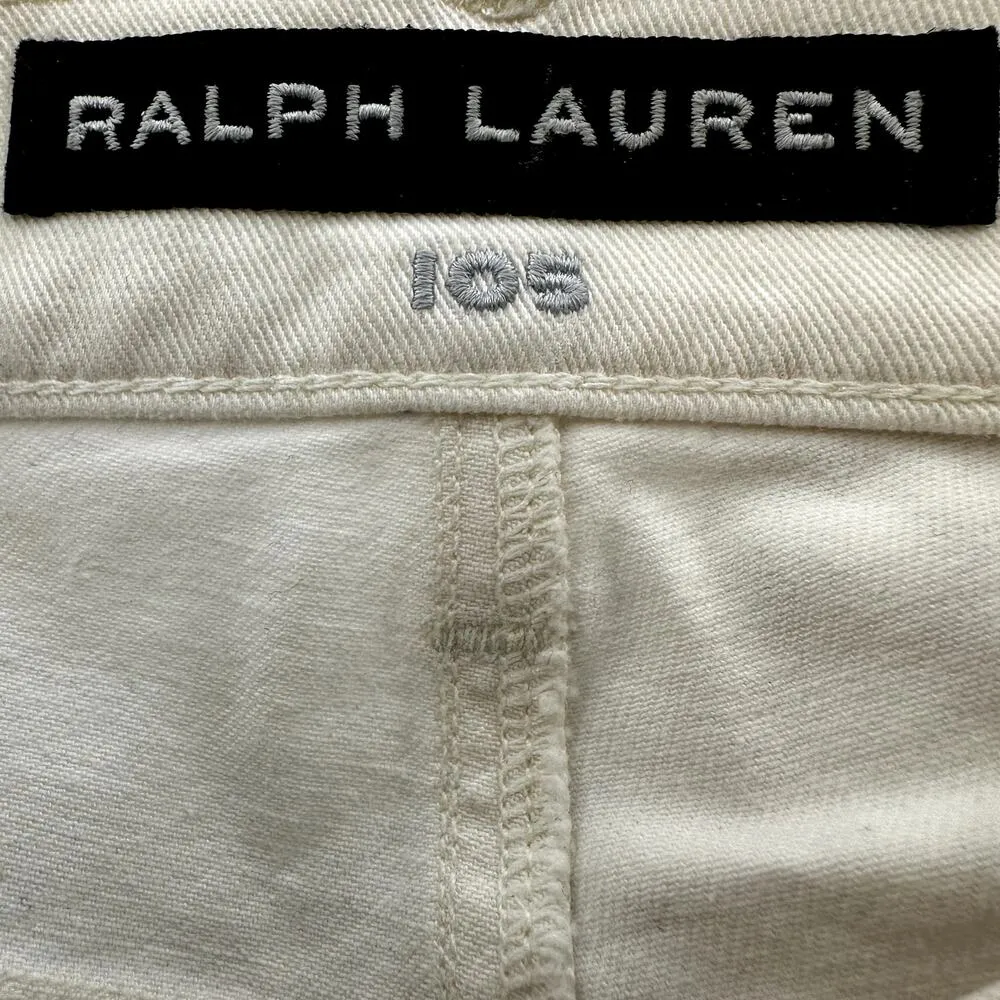 Ralph Lauren 105 Cigarette Jeans Stretch Denim Mid Rise Straight White 26 - Image 3