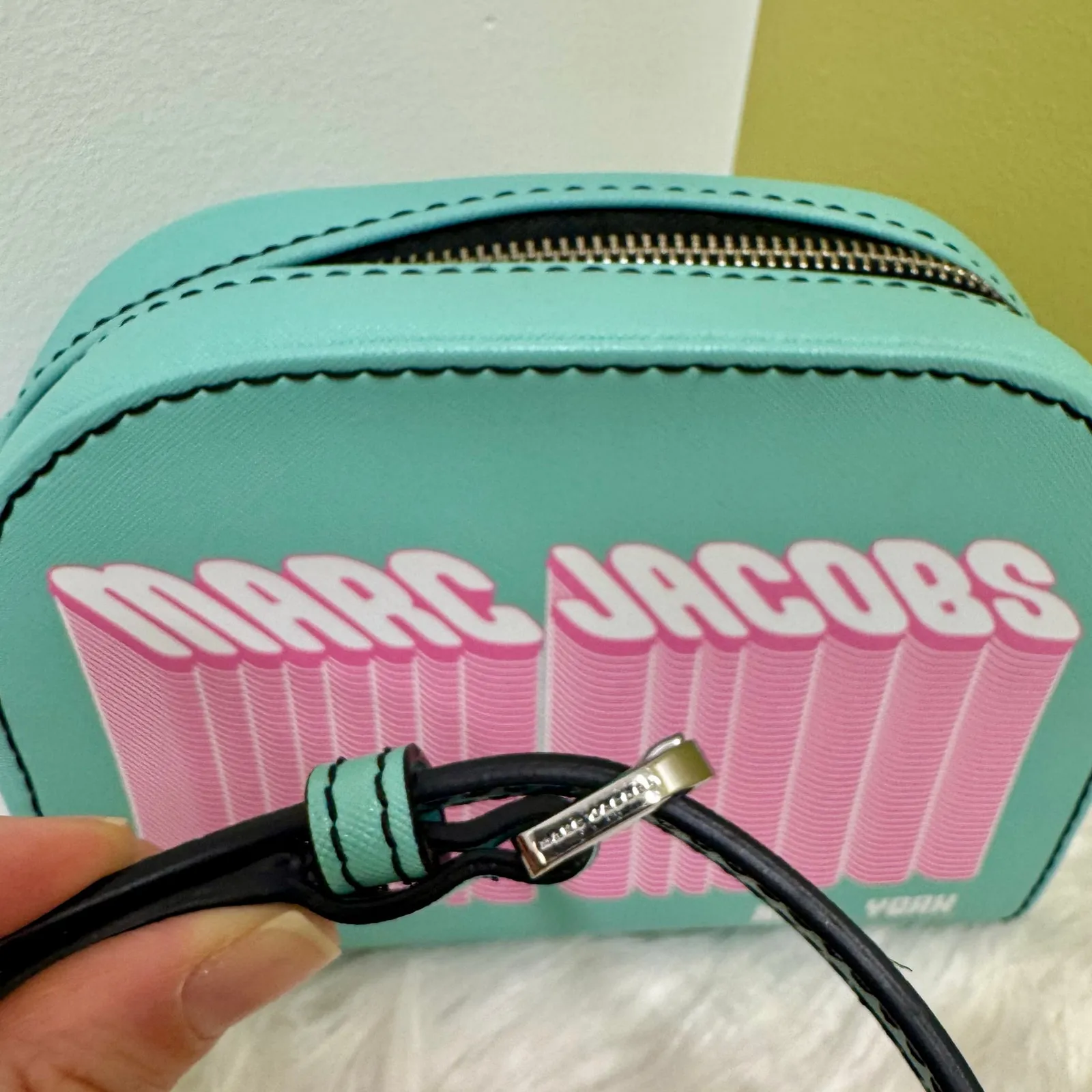 Marc Jacobs Playback Layers Logo Crossbody Purse Teal Pink 80s 90s Retro Barbie - Image 9
