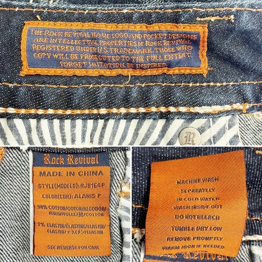 Rock Revival Alanis Capri Jeans Dark Wash FDL Y2K Denim Capri Womens Size 28 | 6 - Image 11