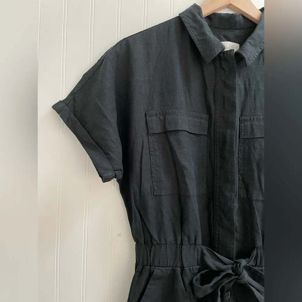 UNIVERSAL THREAD Short Sleeve Linen Boilersuit Jumpsuit in Black Size 2 NWT - Image 10