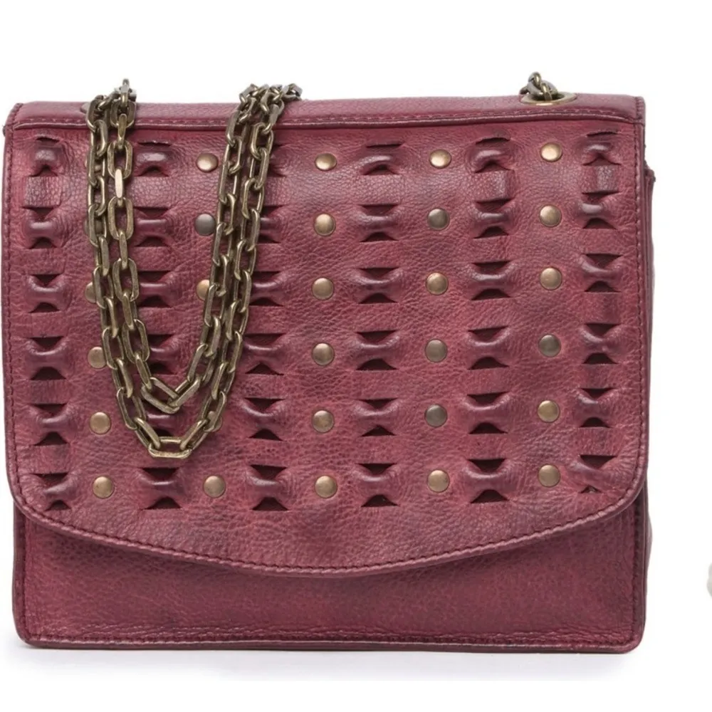 Frye Jade Studded Cross Body Shoulder Bag Purse Brick Red Cherry Red NEW - Image 11
