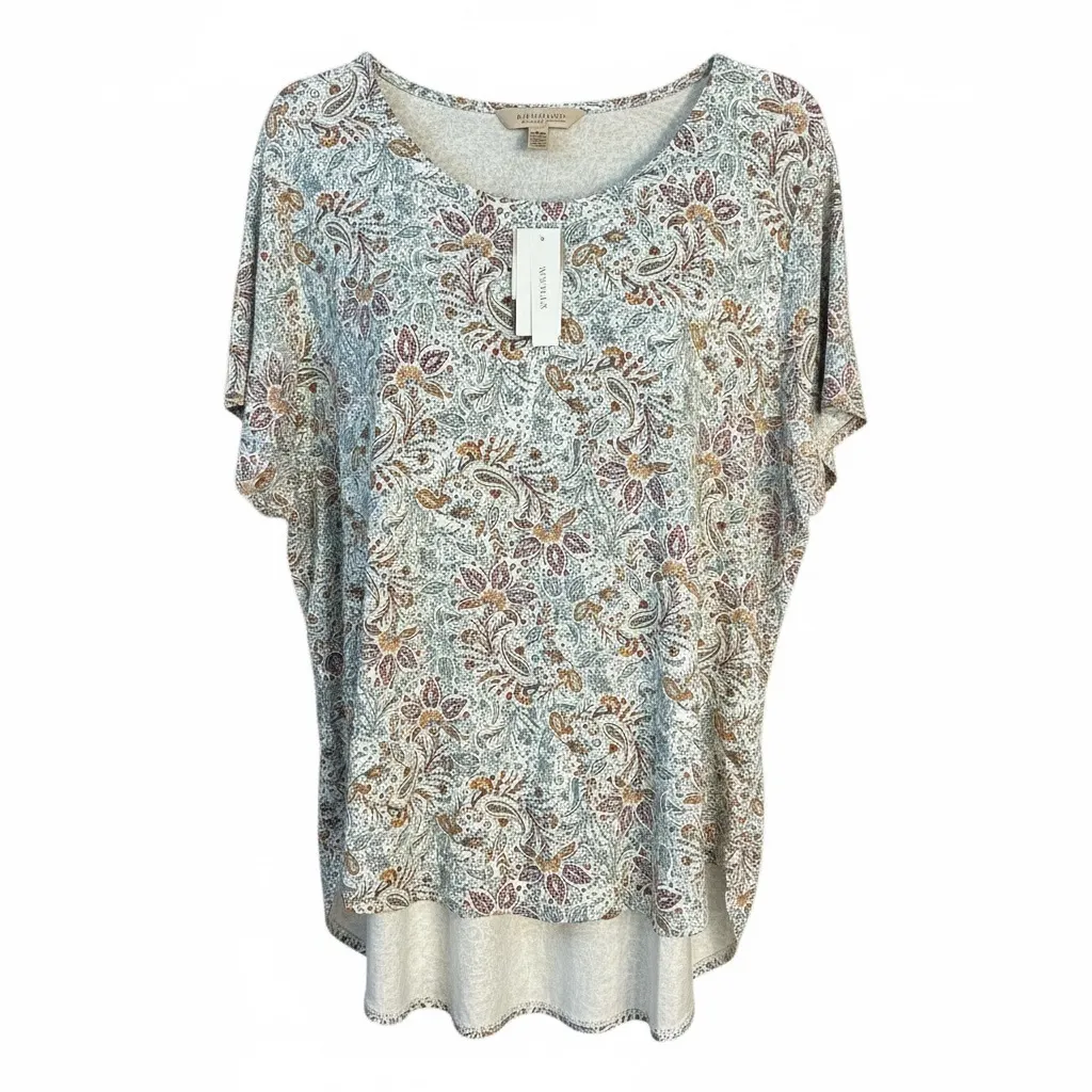 Philosophy Paisley Print Short Sleeve Top - Cream and Purple - Image 2