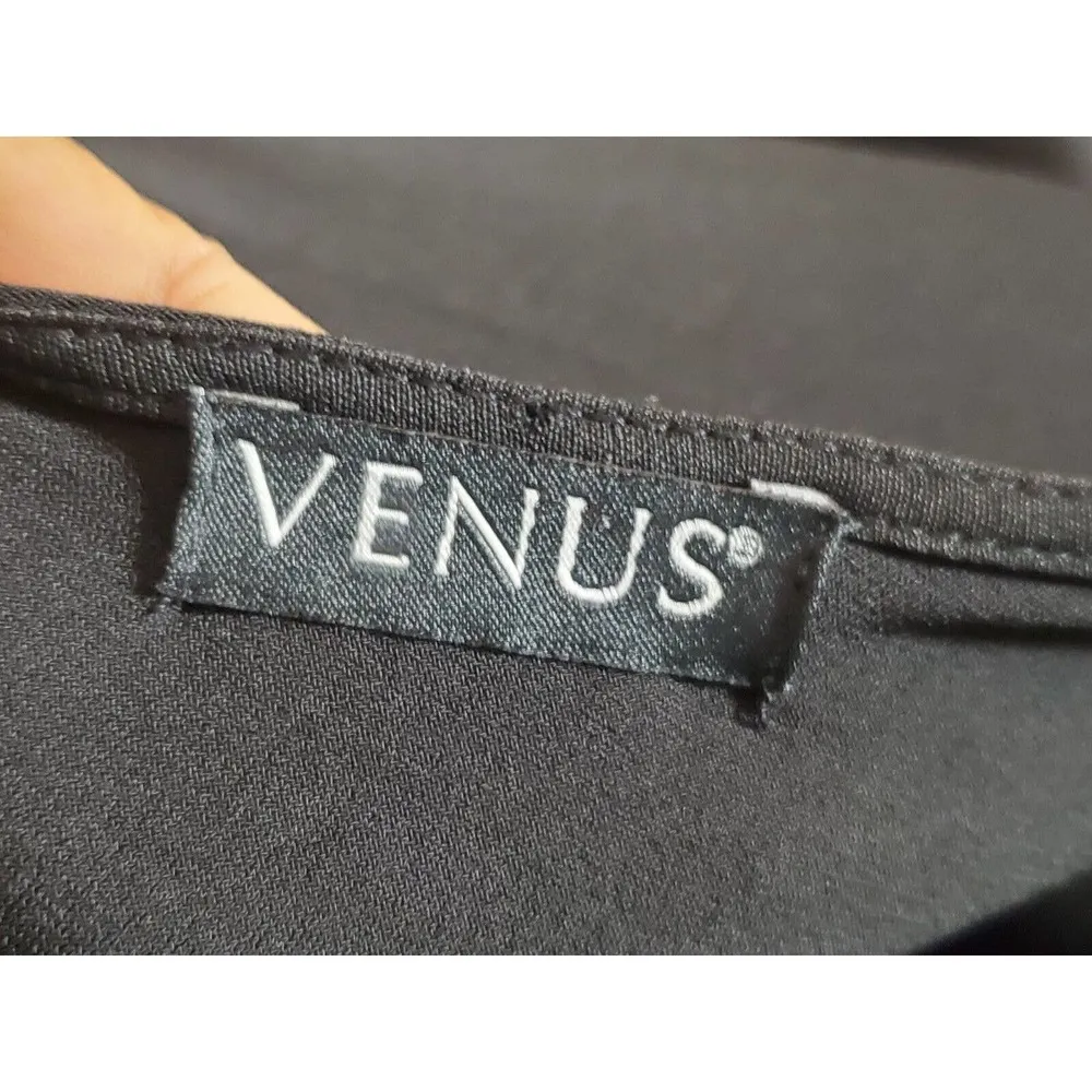 Venus Women's Black Solid Polyester One Shoulder Off Long Sleeve Long Maxi Dress - Image 7