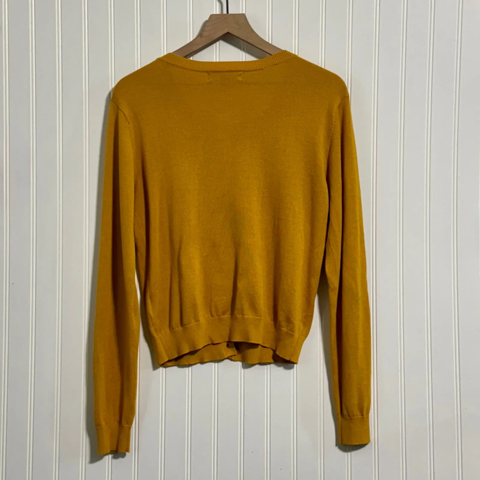 ModCloth Womens Cardigan M Mustard Yellow Owl Book Poetcore Dark Academia - Image 3