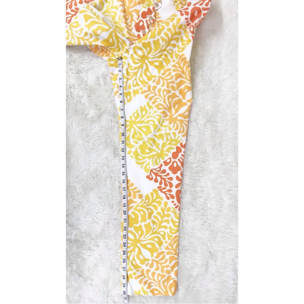 J McLaughlin‎ Yellow Orange Patchwork Cotton Ankle Pant Colorful Stretch Size 10 - Image 12