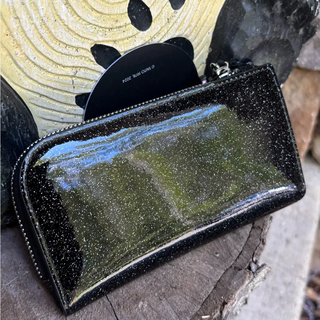 Authentic Kate Spade Black Glitter snap leather Wallet with space Charm - Image 5