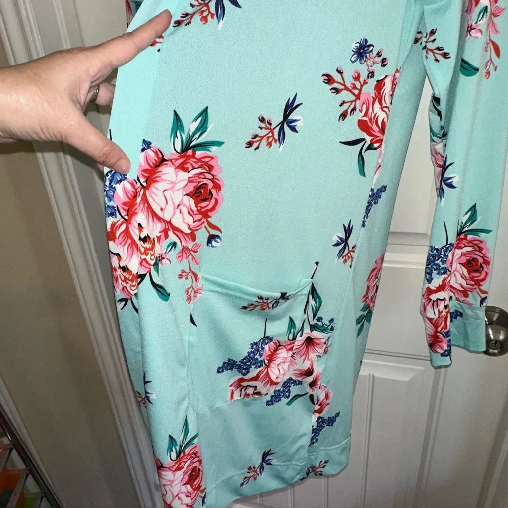 Tickled Teal floral open front cardigan with pockets women XL - Image 6