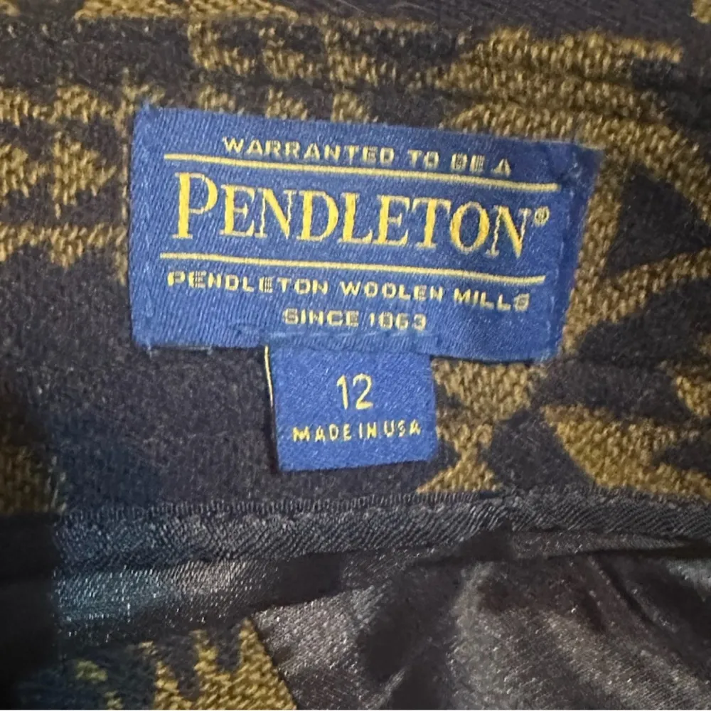 Pendleton Wool skirt Mojave style in pattern navy blue & bronze SIZE 12 - Image 5