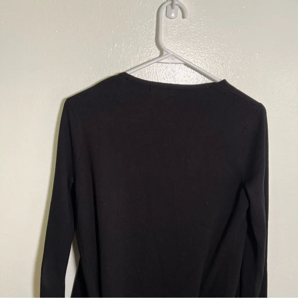 Premise Studio Open Front Cardigan Sweater Black Pockets S - Image 6