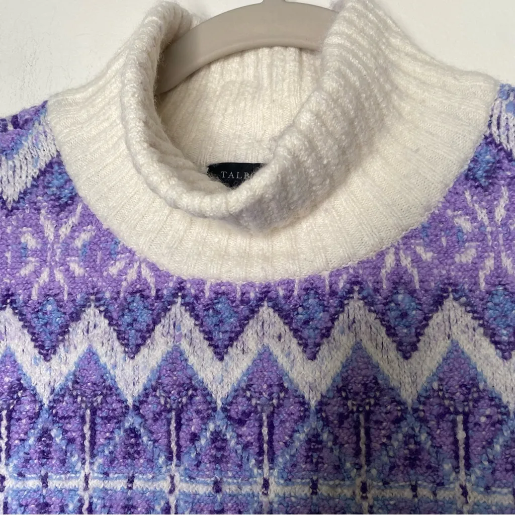 Talbots Fair Isle Wool Blend Mock Neck Sweater Small - Image 3