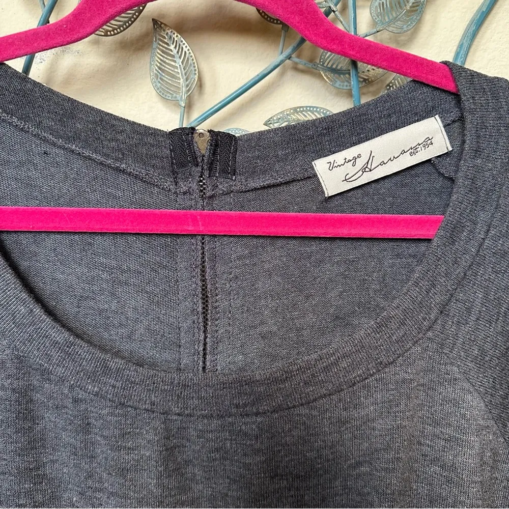 Vintage Havana dark grey lightweight sweater with zippered back Sz M - Image 2