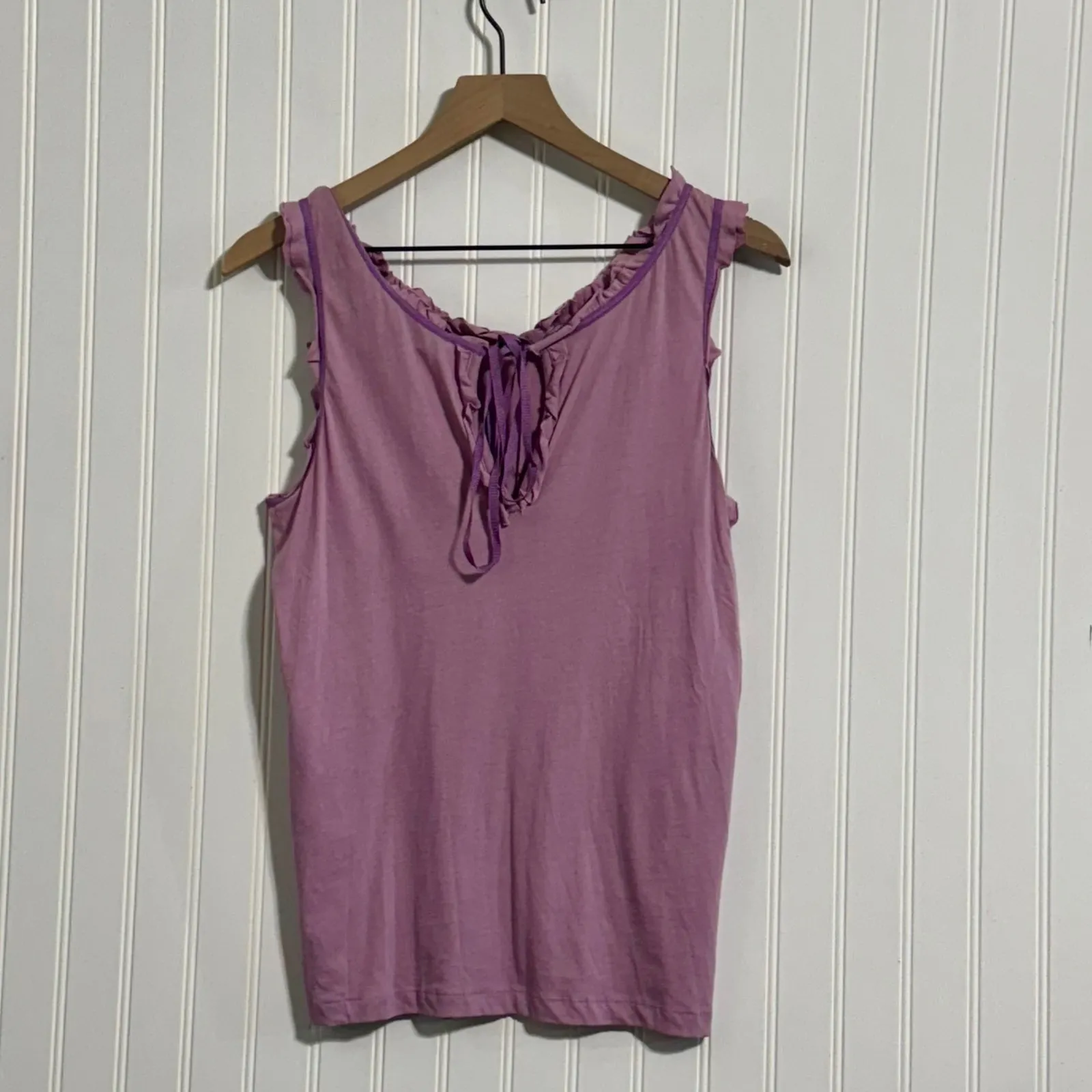 Marc by Marc Jacobs Large Lavender Pima Cotton Ruffle Tank Top Y2K Coquette - Image 4