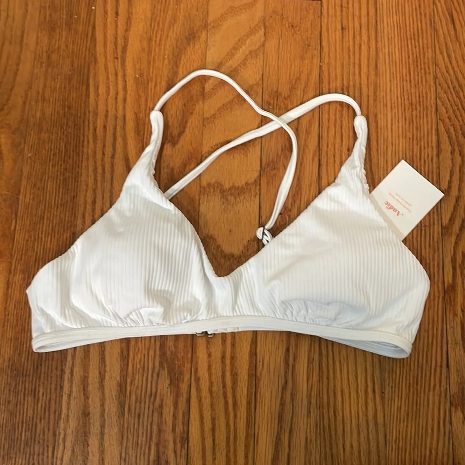 Andie Bikini Set String bikini Bottom Valencia Top Rib white Size Medium NWT - Image 4
