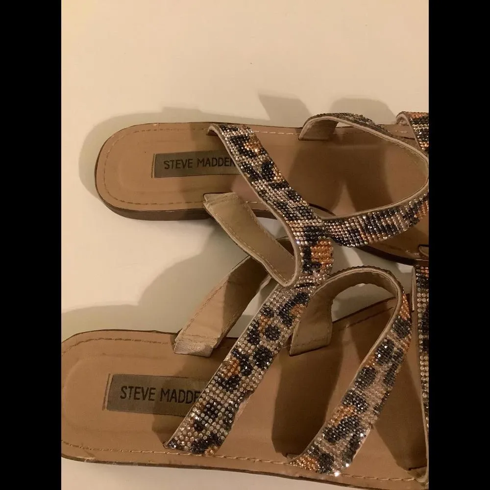 Steve Madden Women's Beaded Leopard Slide Sandals size 9 - Image 4