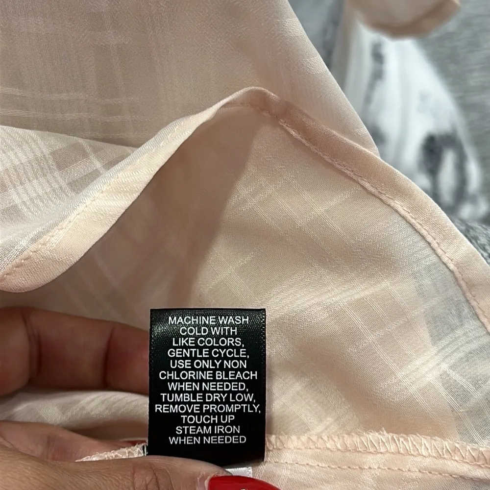 Light Pink Plaid Sheer Chiffon Kimono/Cover Up/Cardigan Plus Sz 1 - Image 12