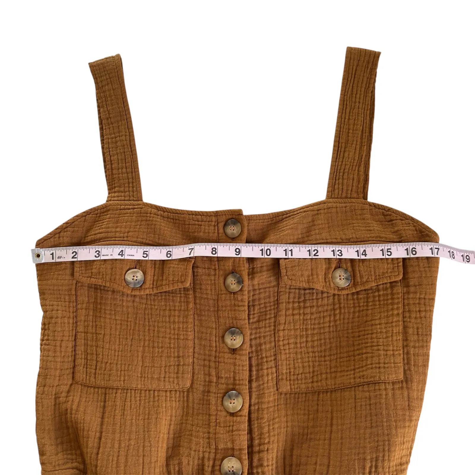 Sézane Federica Brown Short Romper Cotton Gauze Women’s Size FR 38 / US 6 - Image 3