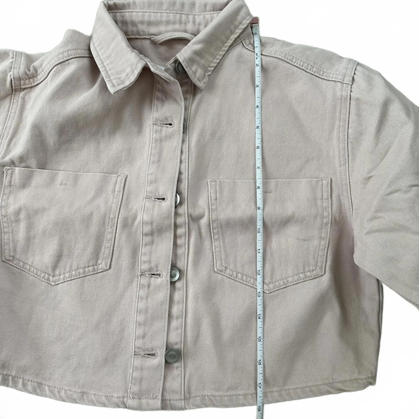 DR2 Daniel Rain Crop Cotton Denim Jacket Blush Pink NEW Small - Image 6