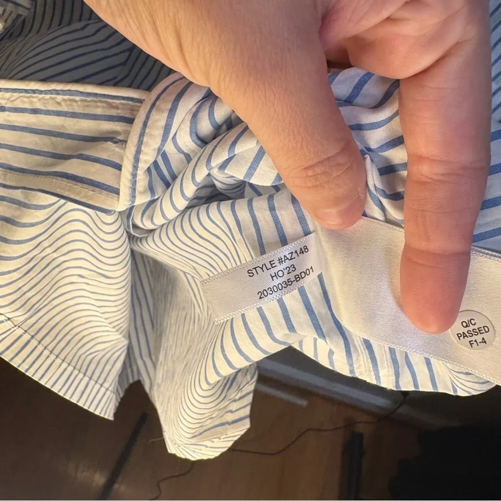 J. Crew Factory Blue White Stripe Pajama Top Pocket Button Down Collared Small - Image 8