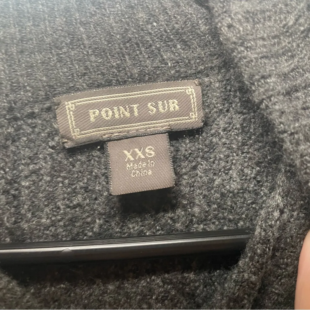 Point Sur J Crew Button Back Wool Alpaca Crewneck Sweater Gray Oversized XXS - Image 2