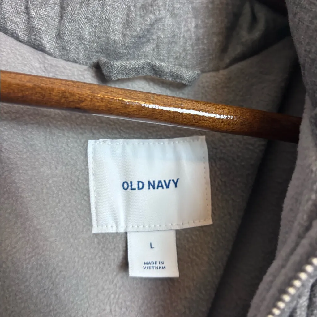 Old Navy Gray Heather Textured Frost-Free Zip Up Mock Neck Outdoor Puffer Vest - Image 10