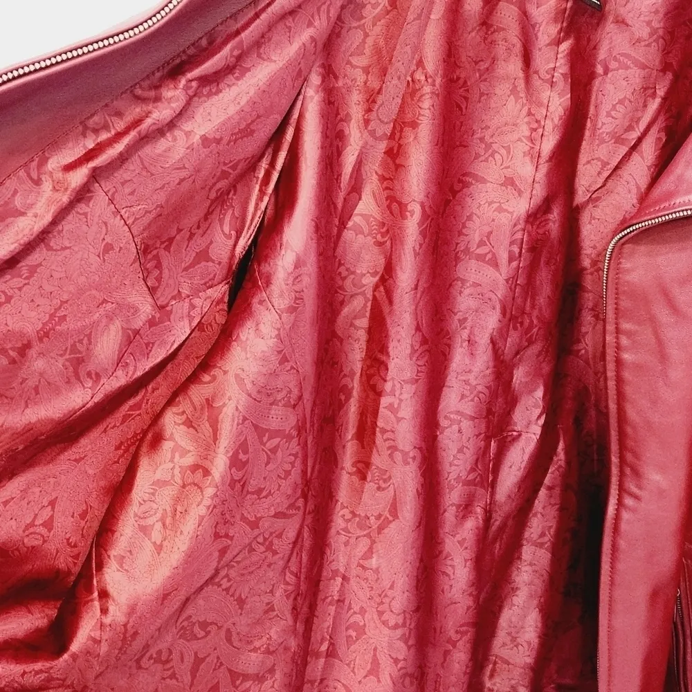 LANE Bryant Red 100% Pure Leather Jacket Size 26/28 - Image 11